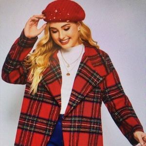 Plus Size Plaid Belted Overcoat